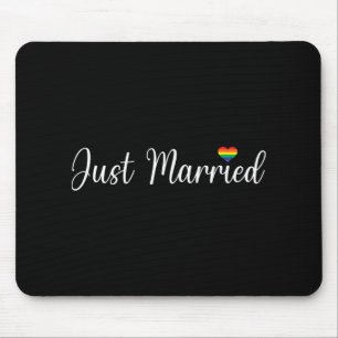 Just Married Lgbtq Gay Wedding Lesbian Bride Gay H Mousepad