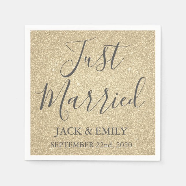Just Married Luxury Gold Napkins Serviette (Vorderseite)