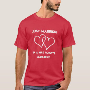 Just Married Mr & Mrs. t Shirt Set für Neuvermählt
