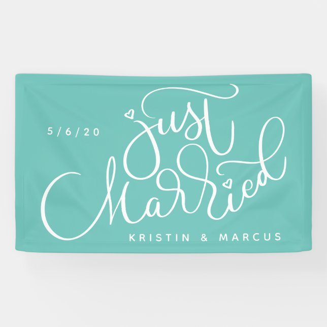 Just Married | Name und Datum hinzufügen Banner (Horizontal)