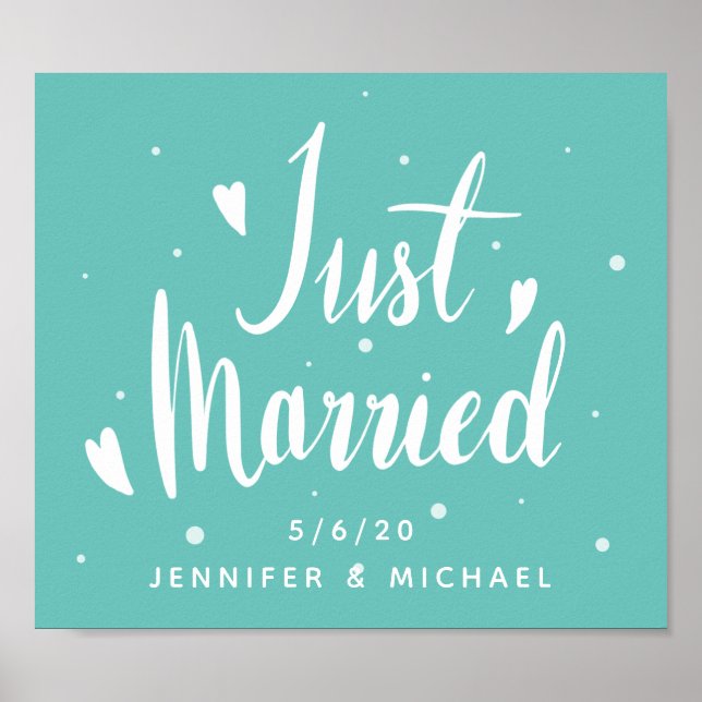 Just Married | Name und Datum hinzufügen Poster (Vorne)