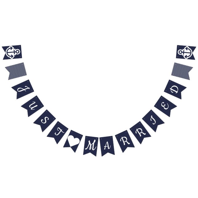 Just Married Nautical Wedding Bunting Wimpelkette (Alle)