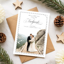 Just Married Newlywed Couple Photo Christmas Feiertagskarte