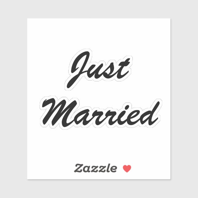 Just Married Newlyweds Custom Script Text Wedding Aufkleber (Blatt)