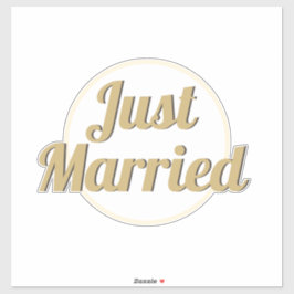 Just Married Newlyweds Fun Imitats Gold Aufkleber