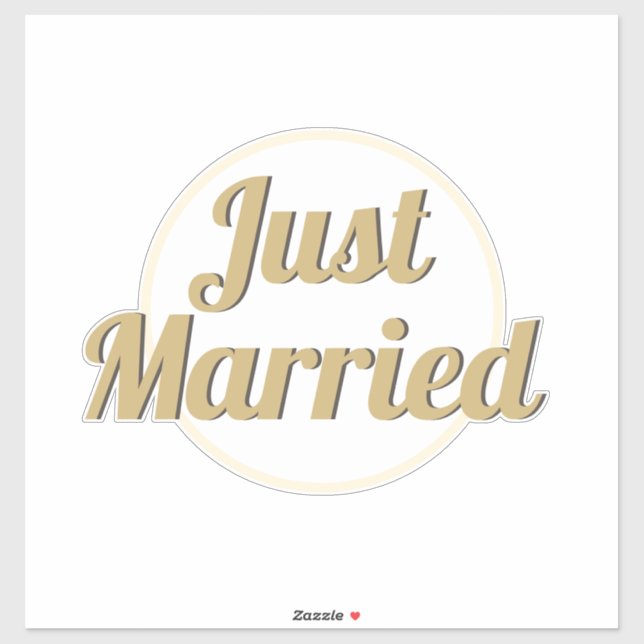 Just Married Newlyweds Fun Imitats Gold Aufkleber (Blatt)