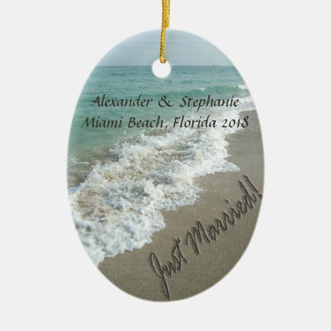Just Married Ocean Surf Ornament (Vorne)