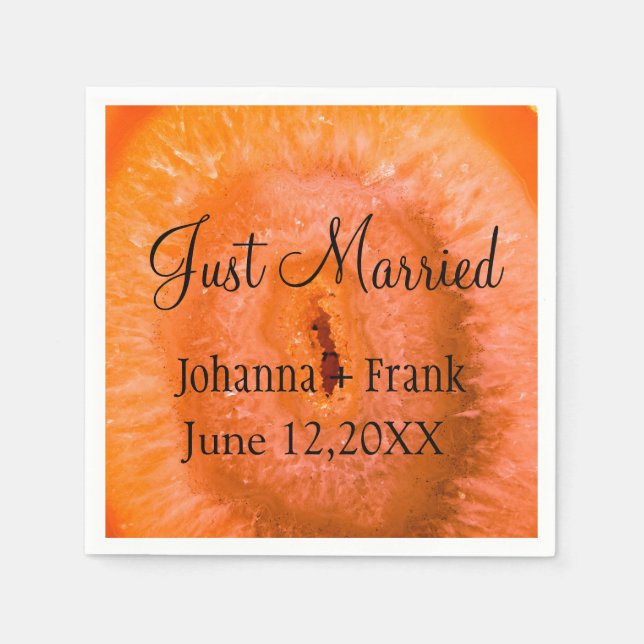 Just Married Orange Agate Serviette (Vorderseite)