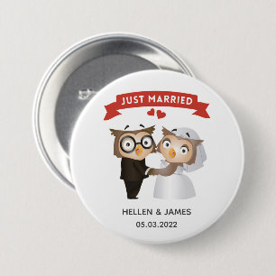 Just Married Owl Hochzeit Button