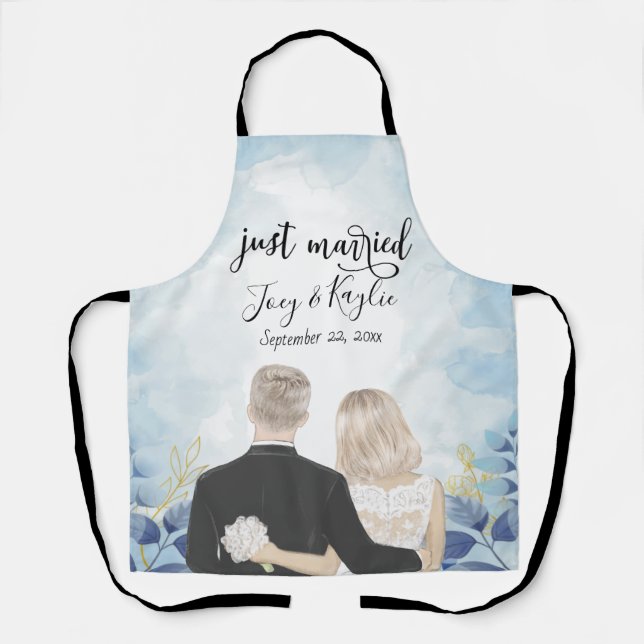 Just Married | Paare Back View Art Custom Schürze (Vorderseite)