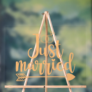 Just Married Peach Acrylschild