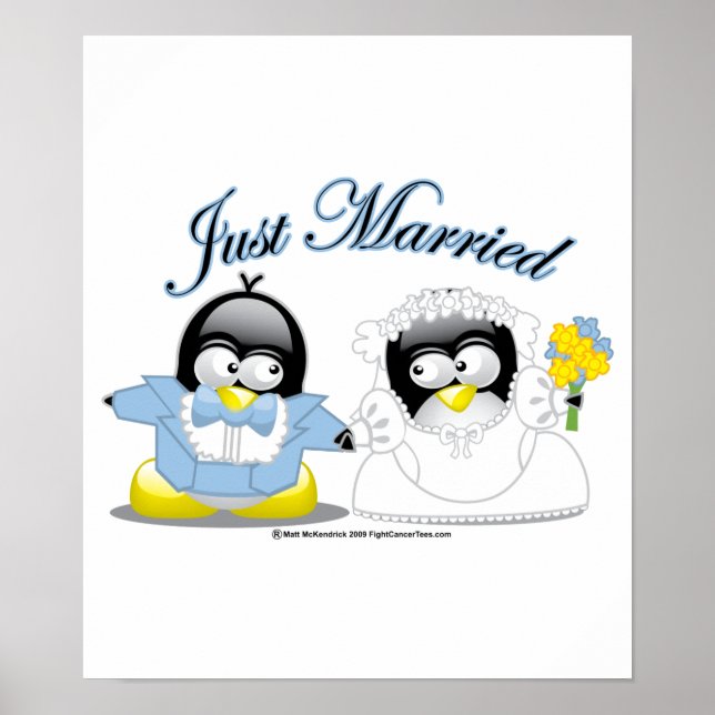 Just Married Penguins Poster (Vorne)