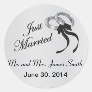 Just Married   Personalisieren Runder Aufkleber