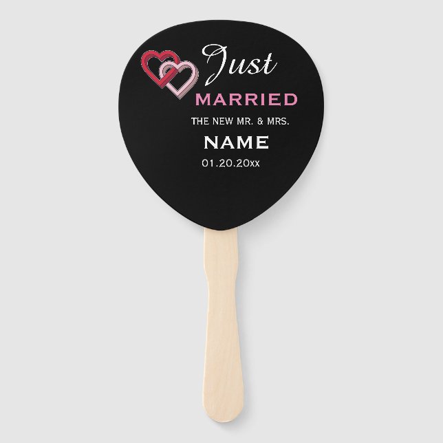 Just Married Personalisiert Hand Fan Fächer (Vorderseite)