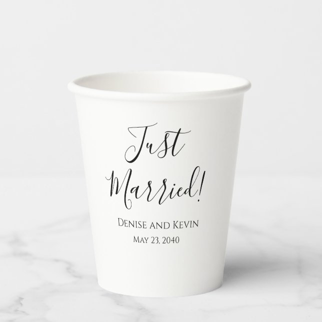 Just Married Personalisiert Wedding Paper Cups Par Pappbecher (Vorderseite)