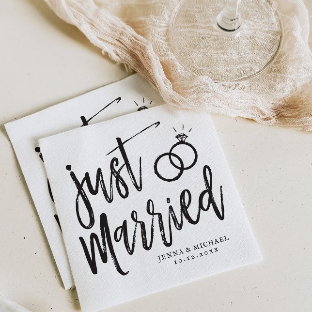 Just Married | Post-Nuptial-Party-Script Serviette (Von Creator hochgeladen)