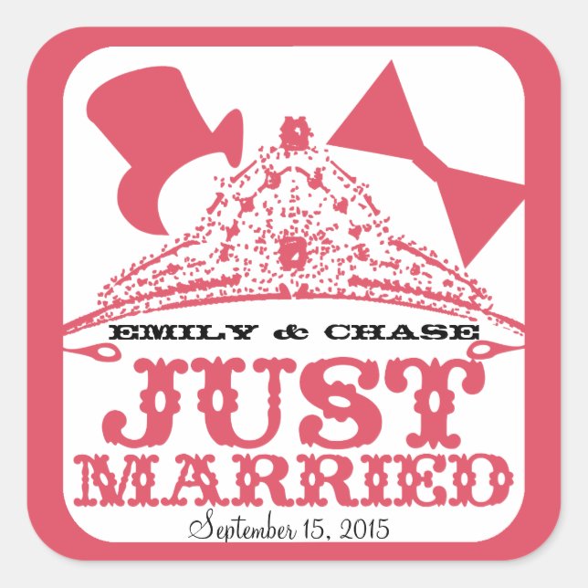 Just Married Princess Bride Tiara Wedding Sticker (Vorderseite)