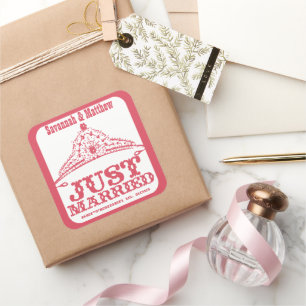 Just Married Princess Bride Tiara Wedding Sticker