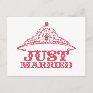 Just Married Princess Bride Tiara Weddings Ankündigungspostkarte