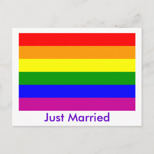Just Married Rainbow Pride Ankündigungspostkarte