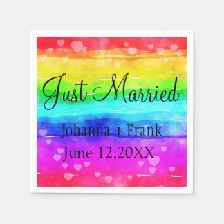 Just Married Rainbow Serviette