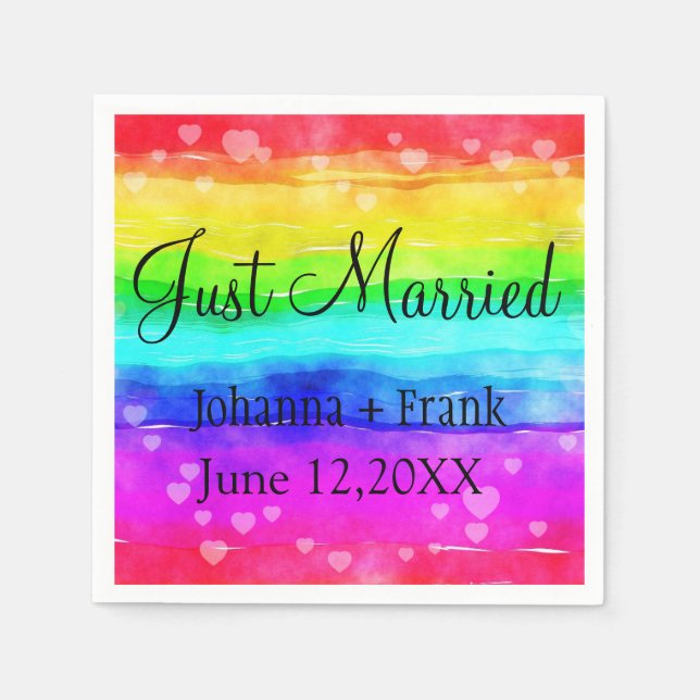 Just Married Rainbow Serviette (Vorderseite)