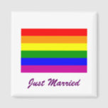 Just Married/Rainbow Wedding Magnet<br><div class="desc">Rainbow Wedding Design</div>