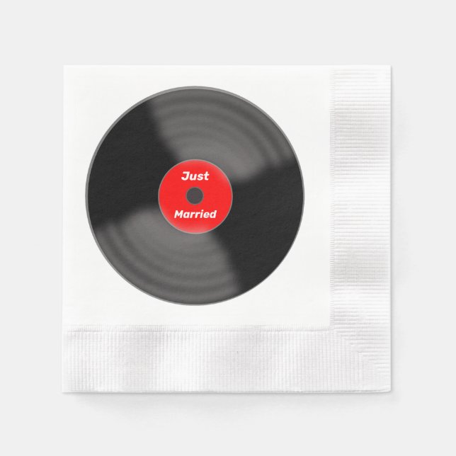 Just Married Record Paper Napkins Serviette (Vorderseite)