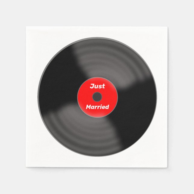 Just Married Record Paper Napkins Serviette (Vorderseite)