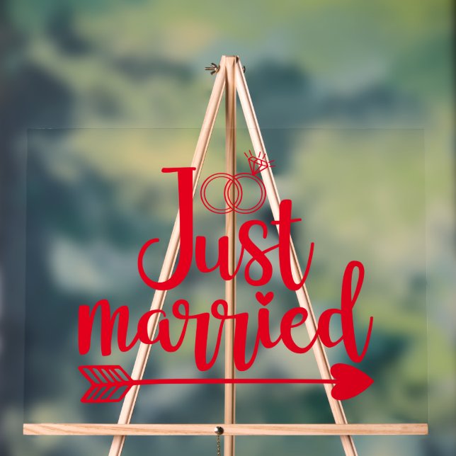 Just Married Red Acrylschild (Neutral)
