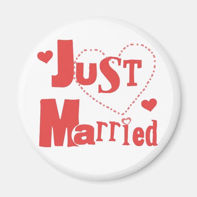 Just Married Red Heart Magnet (Vorne)