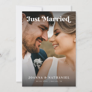 Just Married Retro Script Ehe Ankündigung