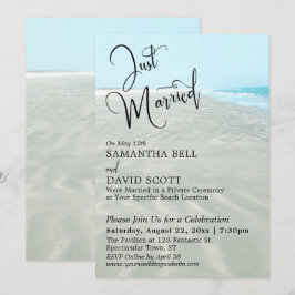 Just Married Rippled Sand Aqua Water Beach Event Einladung