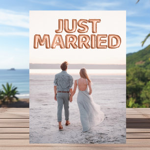 Just Married Rose Gold Balloons Hochzeitsfest Foto Ankündigung