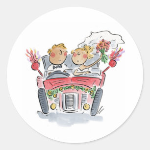 Just Married Runder Aufkleber