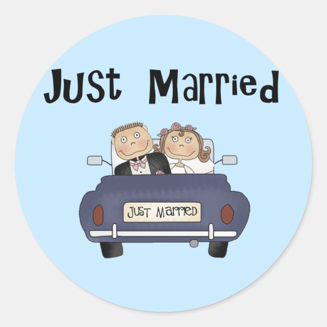 Just Married Runder Aufkleber (Vorderseite)
