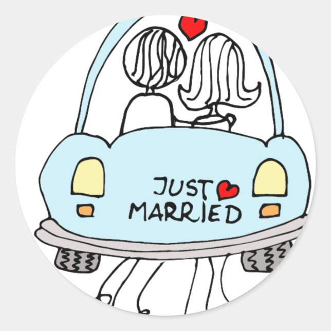 Just Married Runder Aufkleber (Vorderseite)