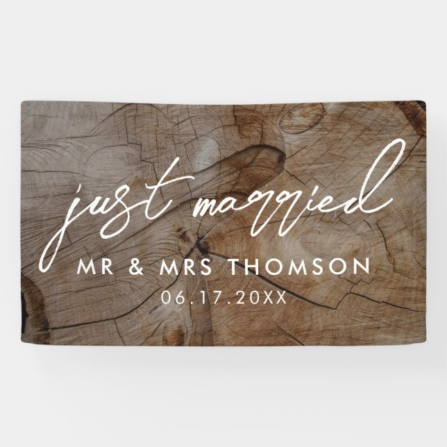 Just Married Rustic Wedding Banner (Horizontal)