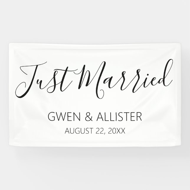 Just Married Rustic Wedding Car Dekoration Banner (Horizontal)