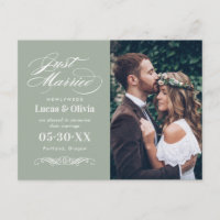 Just Married Sage Green Elegante Wedding Foto