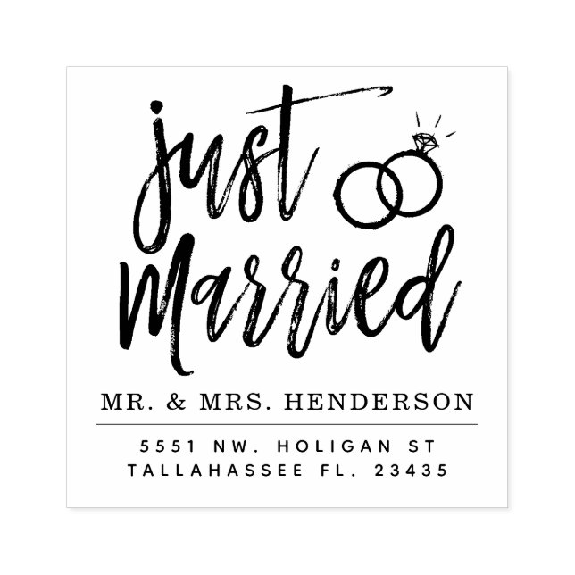 Just Married Script | PERSONALISIERT Gummistempel (Prägung)