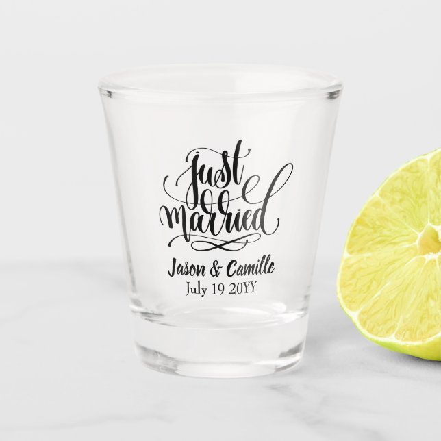 Just Married Shot Glass Schnapsglas (Vorderseite)