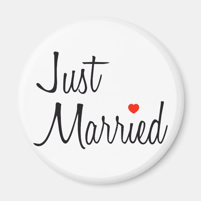 Just Married (Skript mit rotem Herzen) Magnet (Vorne)