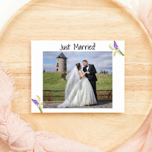 Just Married Watercolor Lavendel und Green Floral