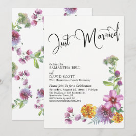 Just Married Watercolor Wildblumen Empfang Einladung