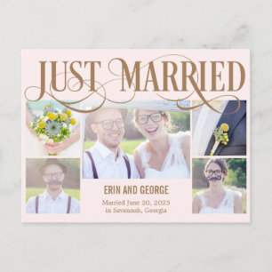 Just Married Wedding Announcement Elopement Postkarte