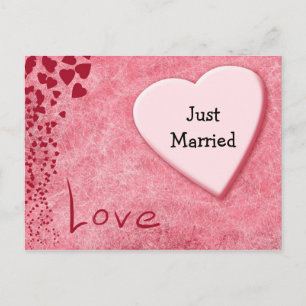 Just Married Wedding Announcement Liebe Postcard Ankündigungspostkarte
