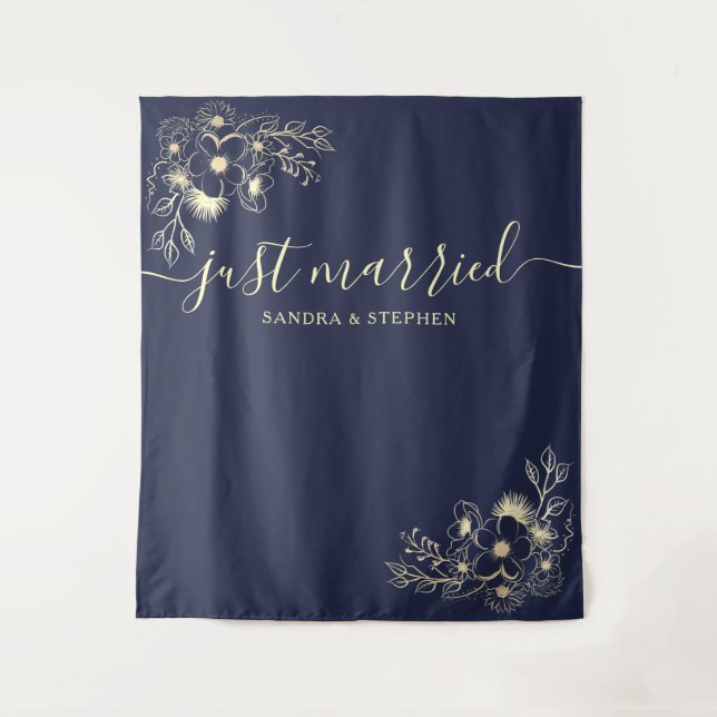 Just Married Wedding Backdrop Wandteppich (Vorderseite)