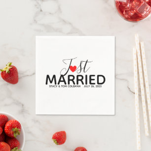 Just Married Wedding Custom Serviette