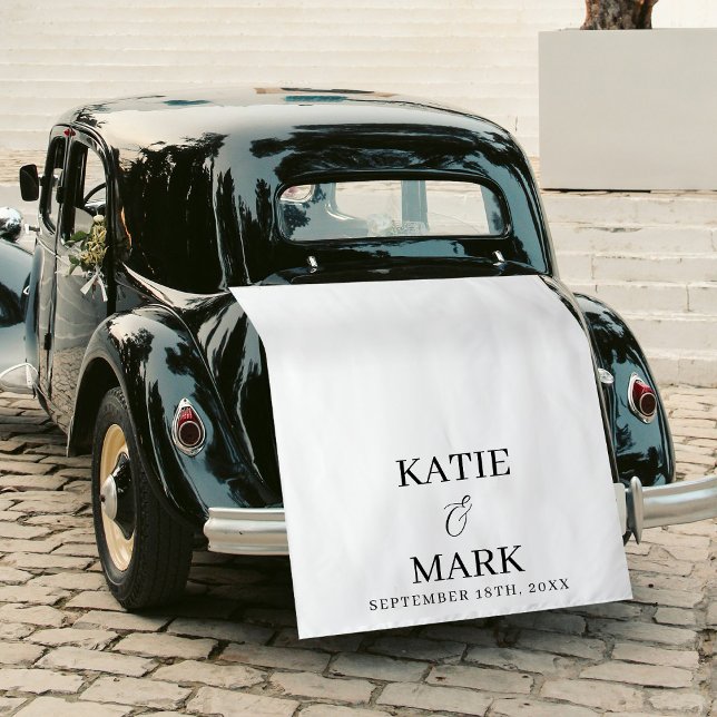 Just Married Wedding Fabric Car Banner Sign Wandteppich (Just Married Classic Simple Fabric Car Banner Sign Tapestry)